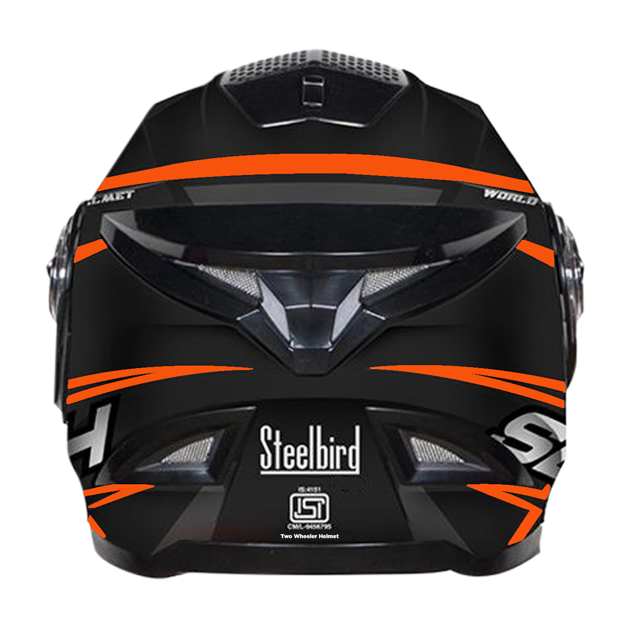SBH-17 ROBOT ICE MAT BLACK WITH FLUO DARK ORANGE (WITH EXTRA CLEAR VISOR)